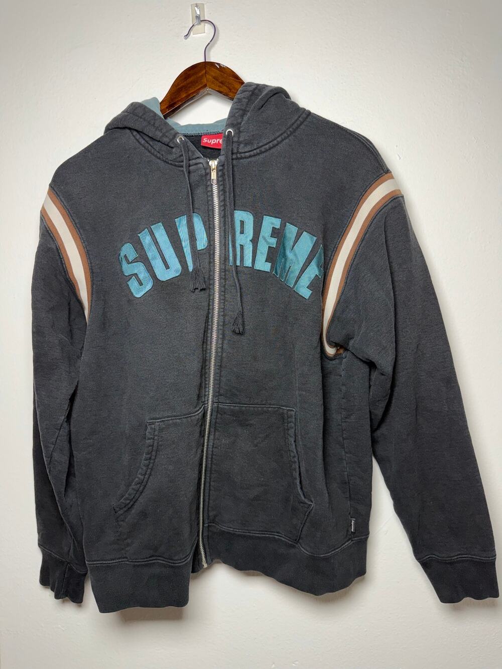 Supreme Jet Sleeve Zip Up Hooded Sweatshirt